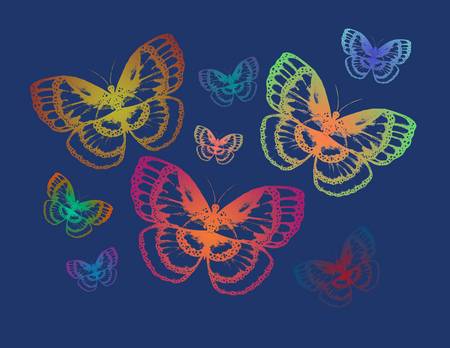 Colorful Butterflies on Blue 2021