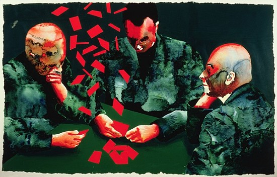 The Card Players, 1987 (w/c & acrylic on paper)  von Graham  Dean