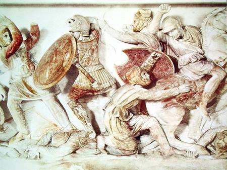 The Alexander Sarcophagus depicting a battle scene von Greek