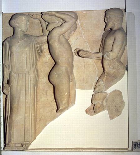 Metope X from the Temple of Zeus depicting Hercules Receiving the Golden Apples of the Hesperides fr von Greek School