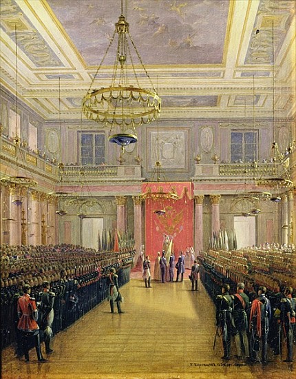 The Oath of the Successor to the Throne Alexander II Nickolaevich in the Winter Palace, 1837 (oil on von Grigori Grigor'evich Chernetsov