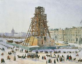 Gerüst an der Alexandersäule 1833