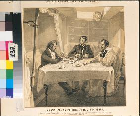 Karl Brüllow, Wladimir Kornilow und Fürst Grigori Gagarin an Bord der Brigg Themistokles 1835