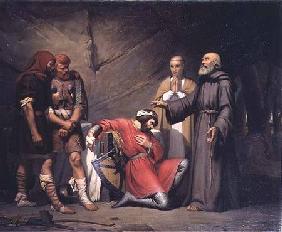 The conversion of Robert, Duke of Normandy, known as Robert the Devil, scene from the opera 'Robert 1840