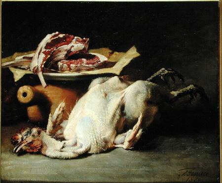 Still Life of a Chicken and Cutlets von Guillaume Romain Fouace
