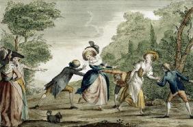 Florentine Games, Blind Man's Bluff (coloured engraving) 17th