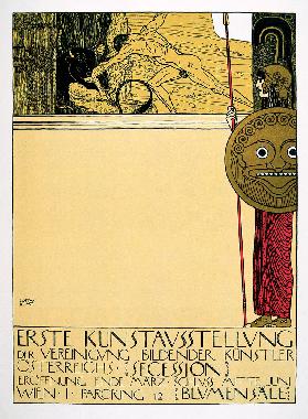 Plakat für die 1. Sezessions-Ausstellung (unzensuriert), in "die Fläche", 1898. 1898
