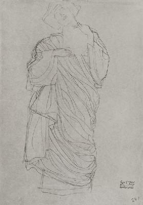 Robed Standing Woman Holding Card
