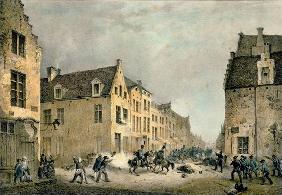 Diversion of a Dutch Division at the Porte de Flandre, Brussels, 23rd September 1830, engraved by Je 19th