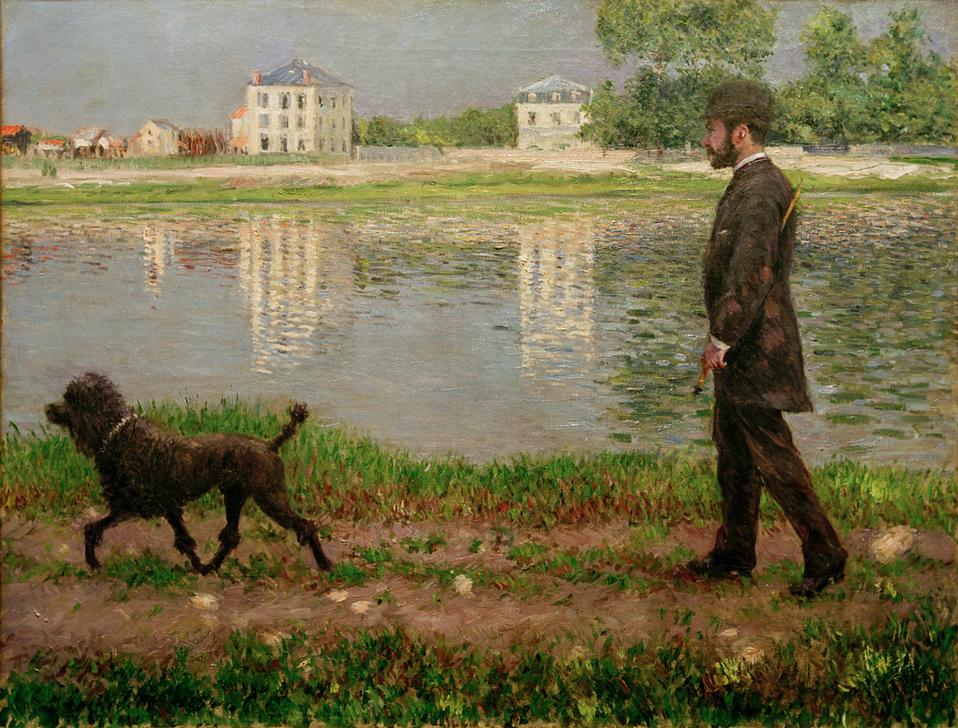 Richard Gallo et son chien Dick au Petit Gennevilliers von Gustave Caillebotte