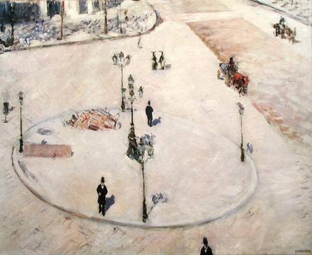 Traffic Island on Boulevard Haussmann von Gustave Caillebotte