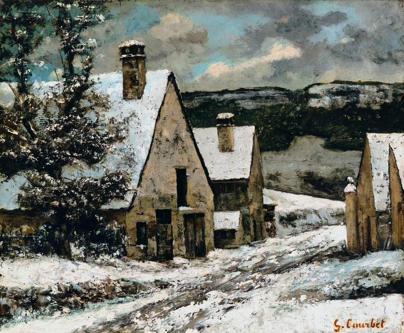 Dorfausgang im Winter von Gustave Courbet
