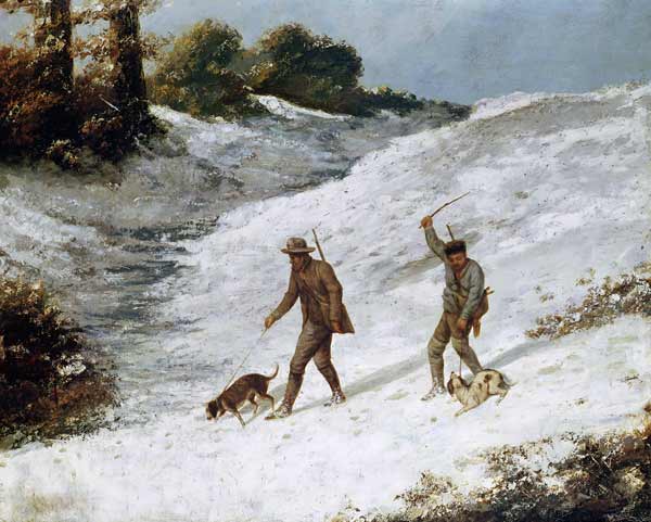 Wilderer im Schnee von Gustave Courbet