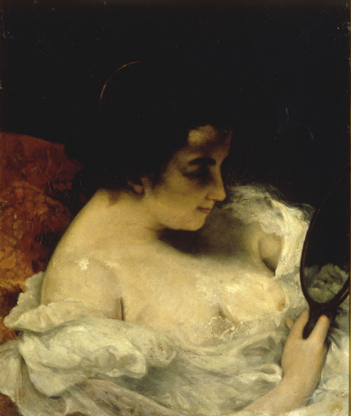 Dame mit Spiegel von Gustave Courbet