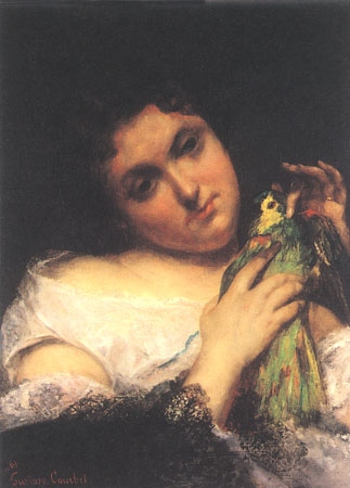 Frau mit Papagei von Gustave Courbet