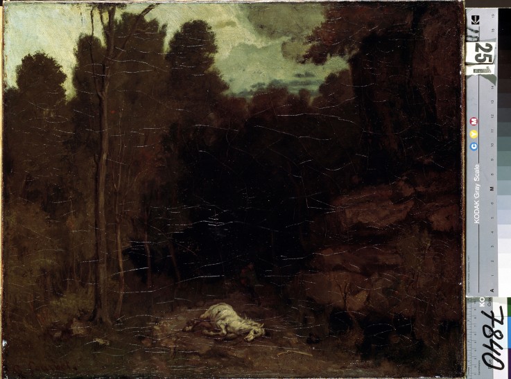 Landschaft mit totem Pferd von Gustave Courbet