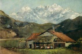 Bauernhütte in den Bergen um 1874