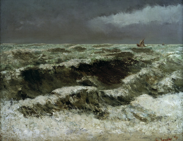 Wellen mit Segelbooten von Gustave Courbet
