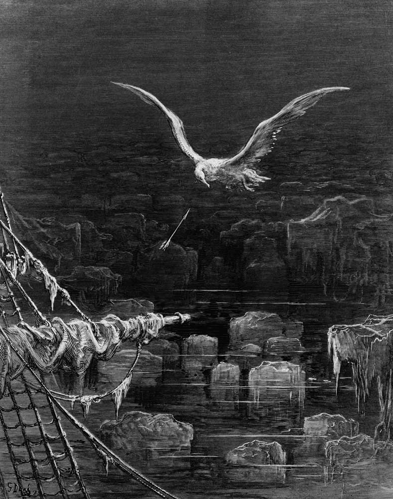 The albatross is shot by the Mariner, scene from ''The Rime of the Ancient Mariner''S.T. Coleridge,  von Gustave Doré