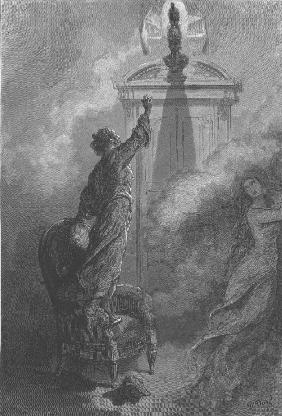 Illustration zum Gedicht "Der Rabe" von Edgar Allan Poe 1884