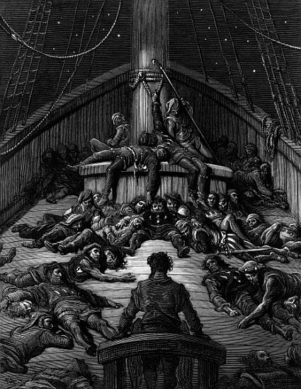 The Mariner gazes on his dead companions and laments the curse of his survival while all his fellow  von Gustave Doré
