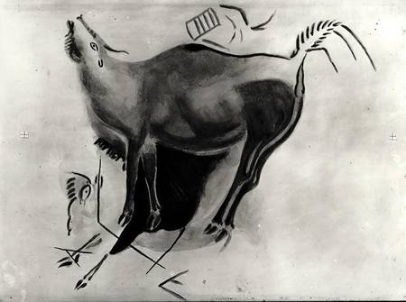 Copy of a rock painting at the Altamira Caves depicting a stag belling (pen & ink on paper) von Guy-Pierre Fauconnet