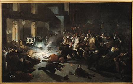 The Attempted Assassination of Emperor Napoleon III (1808-73) by Felice Orsini (1819-59) on the 14th von H. Vittori Romano