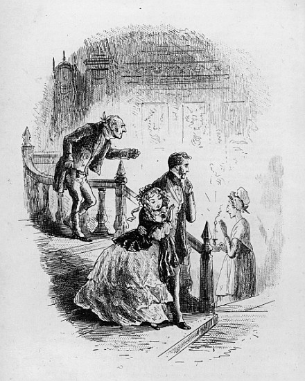 Flora''s tour of inspection, illustration from ''Little Dorrit'' Charles Dickens von Hablot Knight (Phiz) Browne