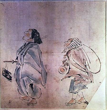 Samourai being followed by a servant von Hanabusa Itcho