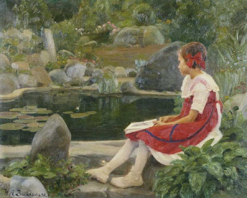 Mädchen an einem Teich von Hans Andersen Brendekilde