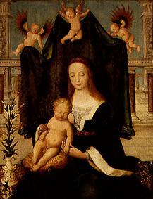 Muttergottes mit Kind (auf dem Altan) von Hans Holbein der Ältere