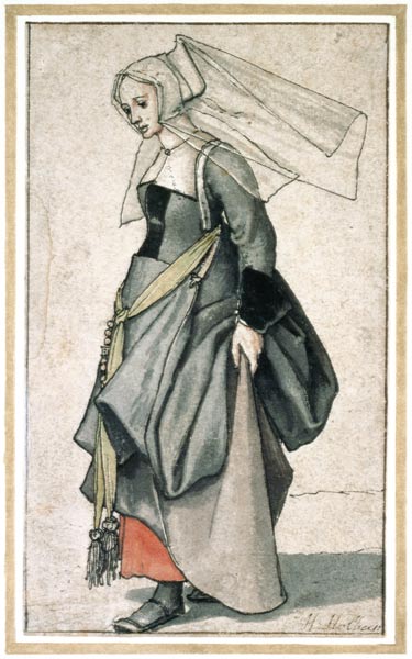A Young English Woman (pen & ink and w/c on paper) von Hans Holbein der Jüngere
