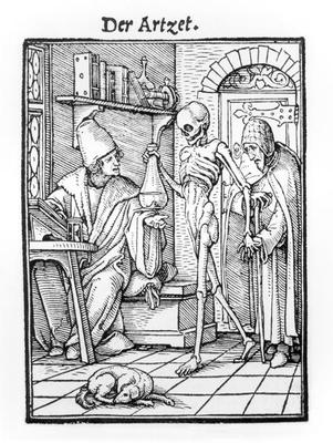 Death and the Physician, from 'The Dance of Death', engraved by Hans Lutzelburger, c.1538 (woodcut) von Hans Holbein der Jüngere