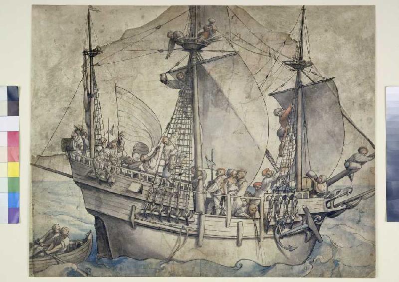 Schiff mit Matrosen von Hans Holbein der Jüngere