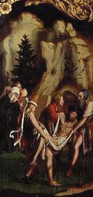 Die Grablegung Christi. Rechte Tafel unten des Passionsaltars. 1524