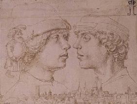 Portraits of Two Youths, a Dwarf and a Townscape c.1514 (si