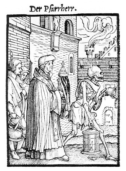 Death and the Parish Priest, from ''The Dance of Death''; engraved by Hans Lutzelburger, c.1538 von Hans Holbein d.J. (Werkstatt)