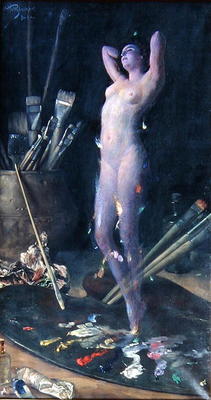 In the Studio: Artist's Vision, c.1900 (oil on canvas) von Hans Holtzbecher