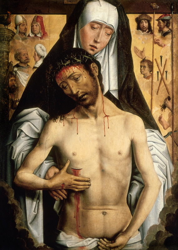 The Man of Sorrows in the Arms of the Virgin von Hans Memling