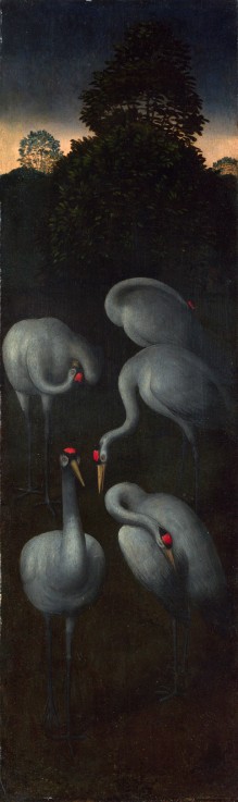 Kraniche (Rückseite der Tafel eines Triptychons) von Hans Memling