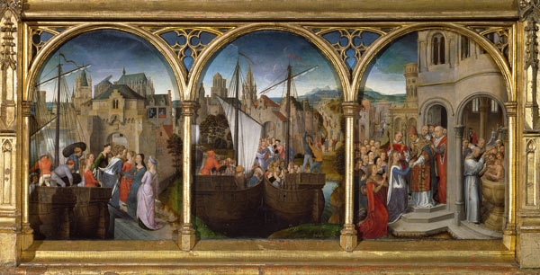 The arrival of St. Ursula and her companions in Rome to meet Pope Cyriacus von Hans Memling