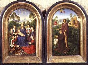 Diptych of Jean du Cellier: The Virgin and Child with Saints and the donor presented by St.John the c.1490