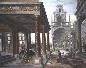 Cappricio of palace architecture with Figures Promenading 1596