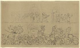 Schneewittchen und die sieben Zwerge sowie eine Nachzeichnung der Venus Botticellis