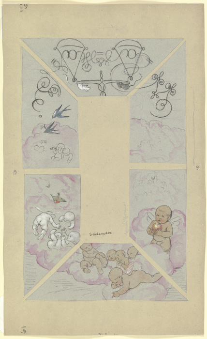 September. Entwurf zur Decke im Café Bauer, bestehend aus sechs Teilen von Hans Thoma