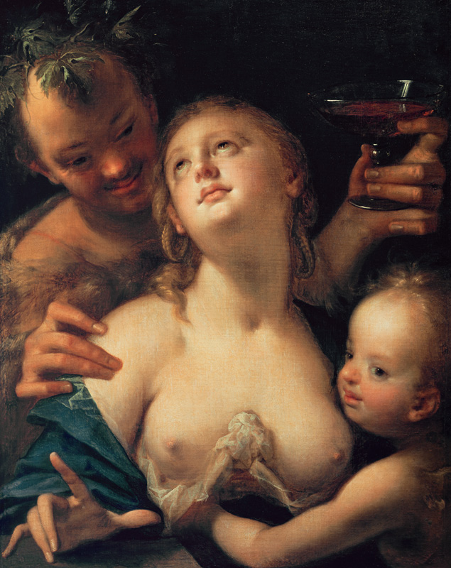 Bacchus, Venus and Cupid von Hans von Aachen