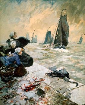 Fischerfrauen in Erwartung der Boote 1896