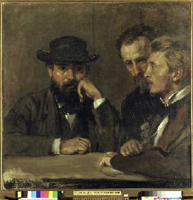 Selbstbildnis mit Hildebrand und Grant. 1873
