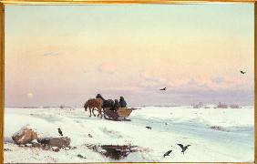 Schlittenfahren in einer Winterlandschaft 1870