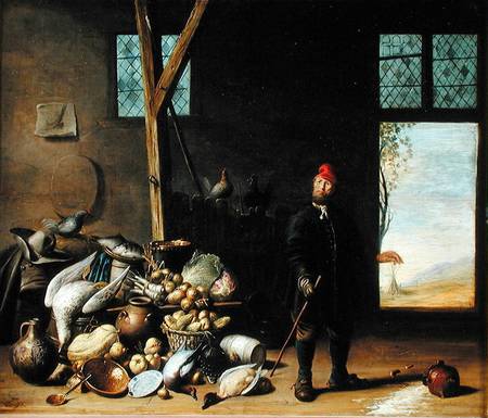 Peasant in an Interior or, Kitchen with a Still Life von Harmen van Steenwijck